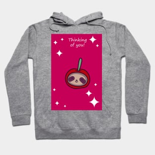 "Thinking of You" Cherry Sloth Face Hoodie